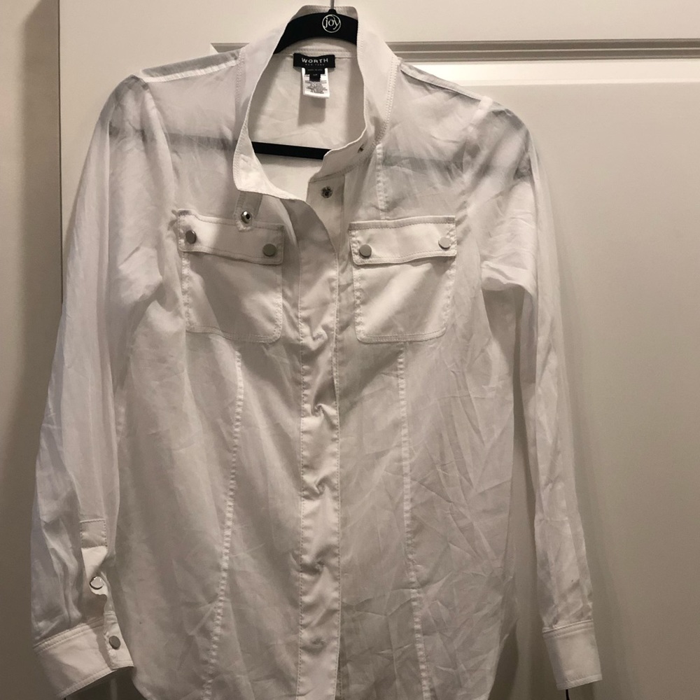Optic White Cotton Voile Safari Shirt